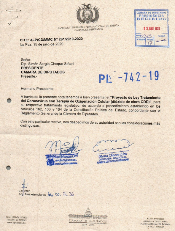 Documento de la Cámara de Diputados de Bolivia